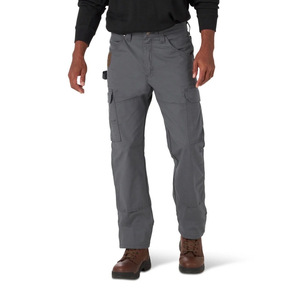 Wrangler Workwear Mens‎ Gray Ripstop Cargo Pants 42x32 10WMWR1GR Reinforced Knee